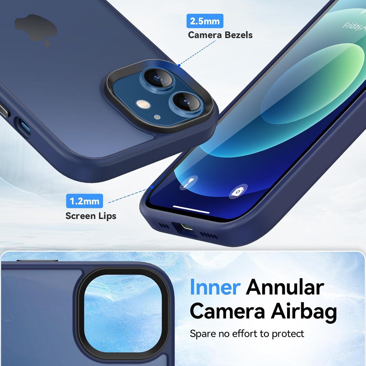 Schutzhülle iPhone 12 Pro [Transluzent Matt] Stoßfest Blau