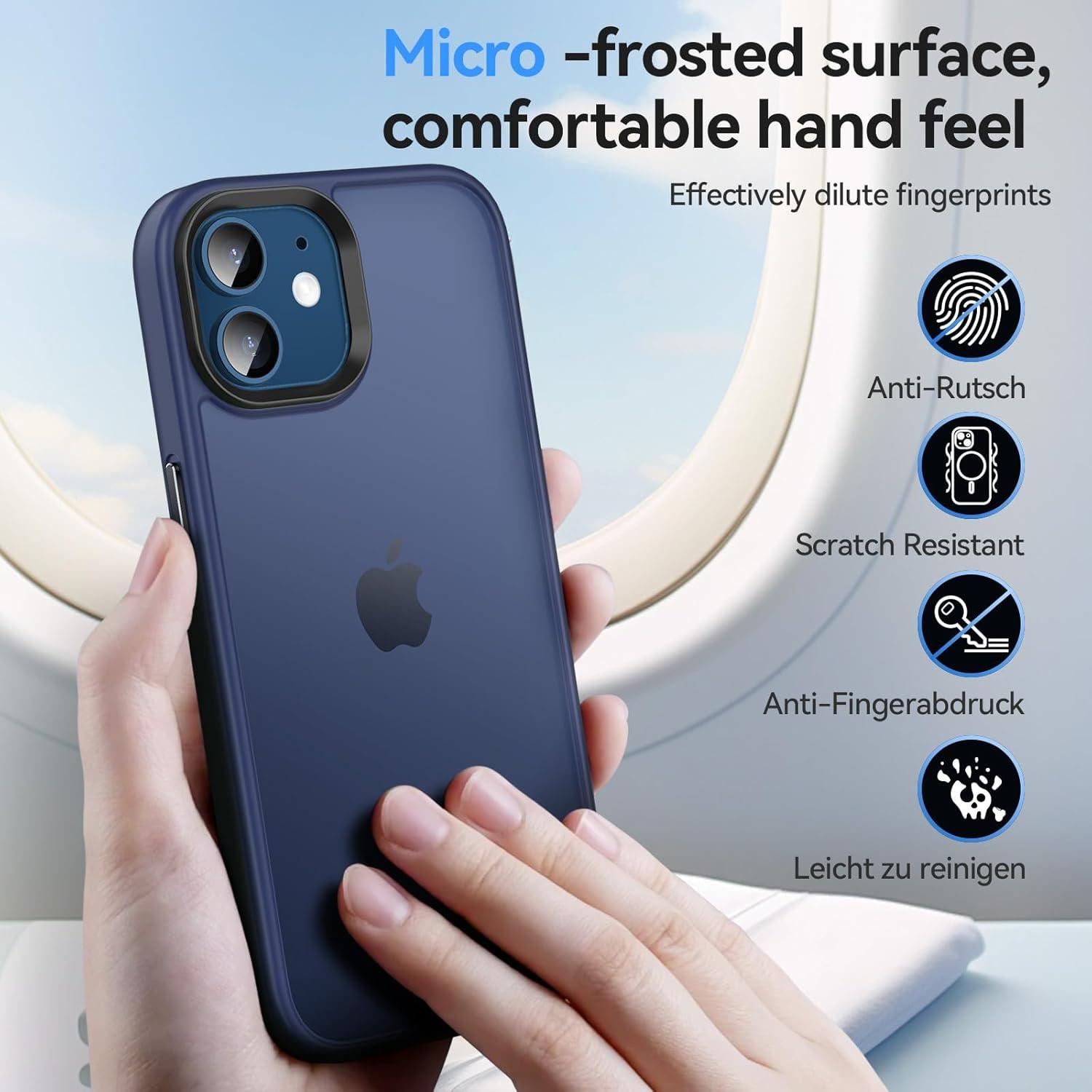 Handyhülle iPhone 12 Pro Transluzent Matt Blau magnetisch mit