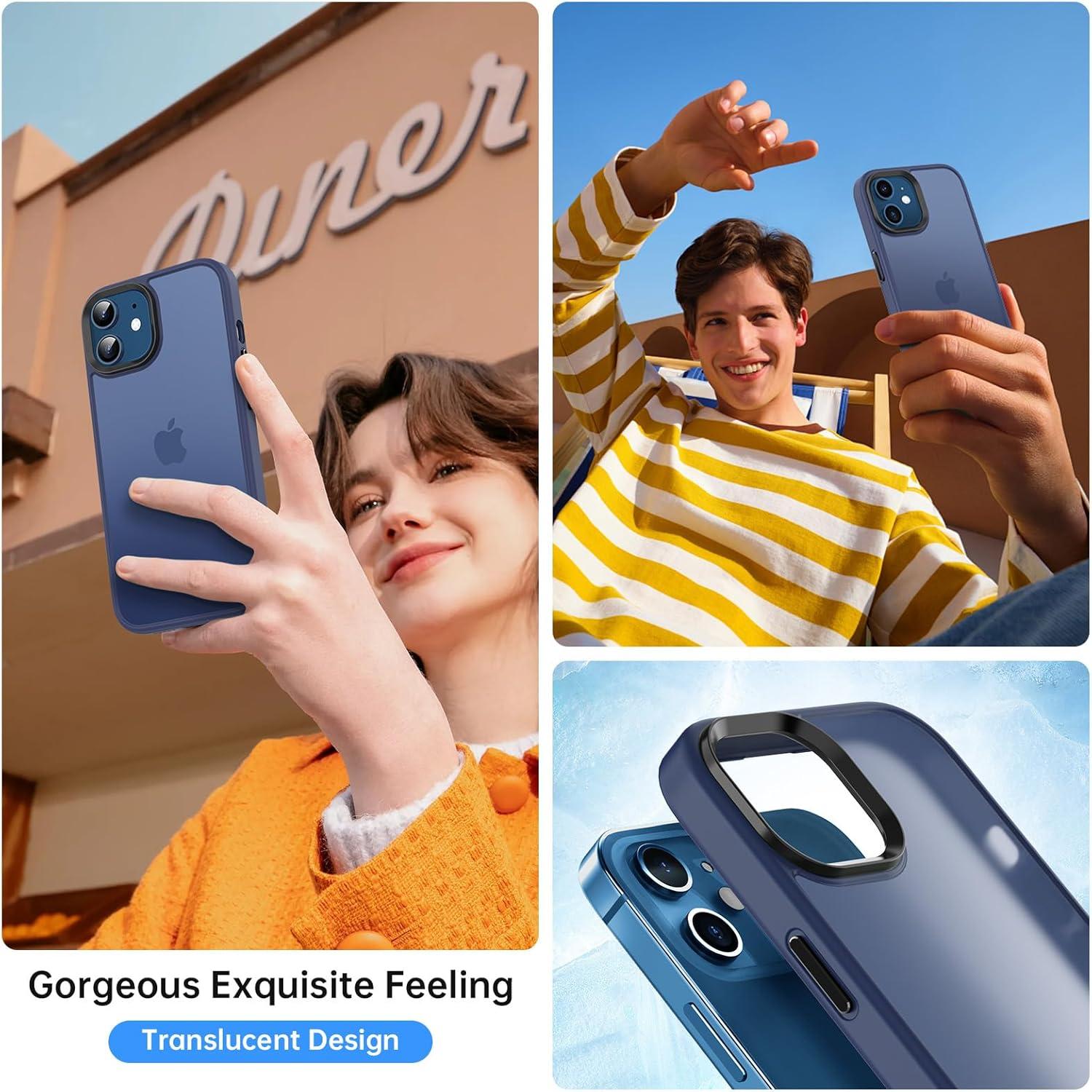 Schutzhülle iPhone 12 Pro [Transluzent Matt] Stoßfest Blau