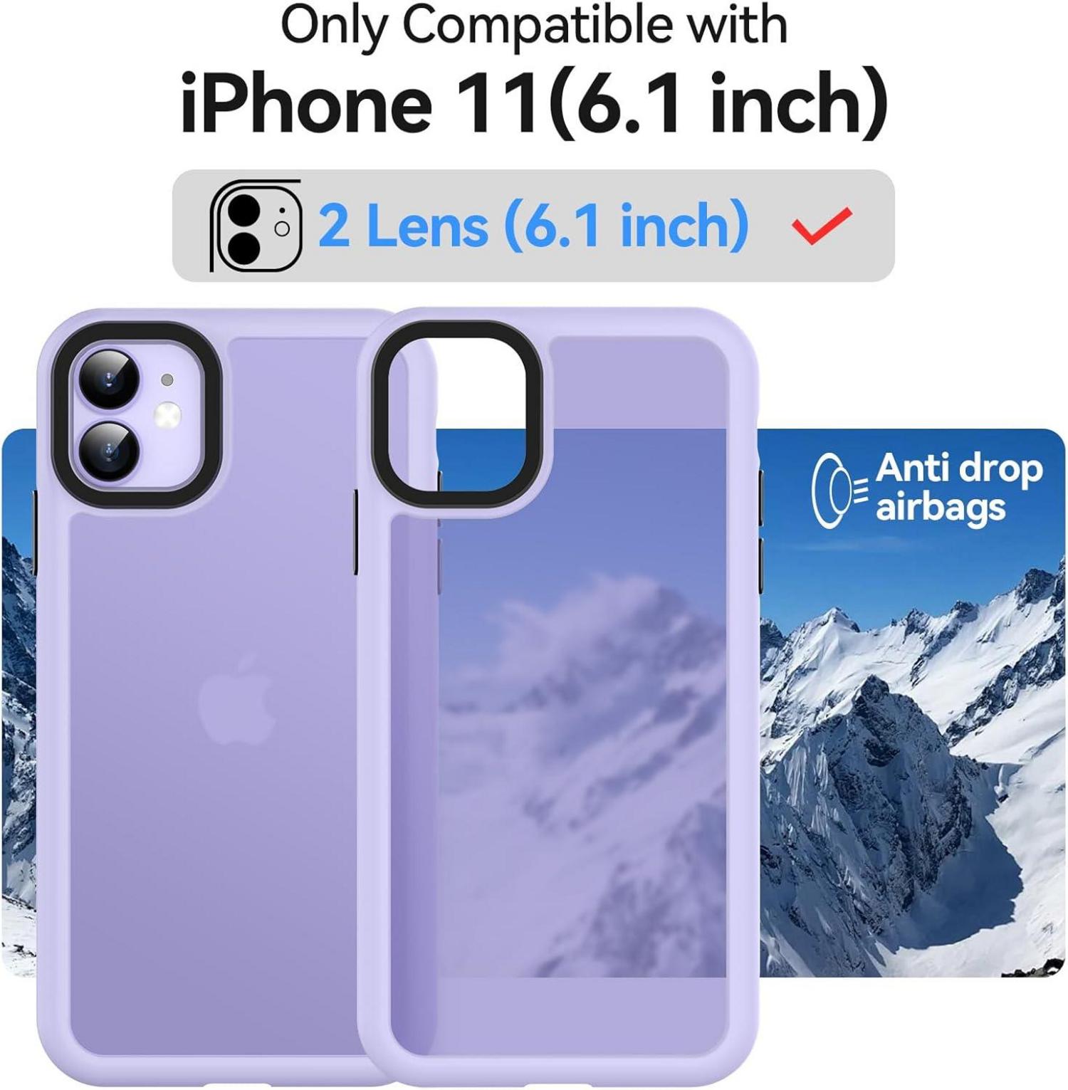 iPhone 11 Hülle Matte Schutzhülle + Schutzglas Lila