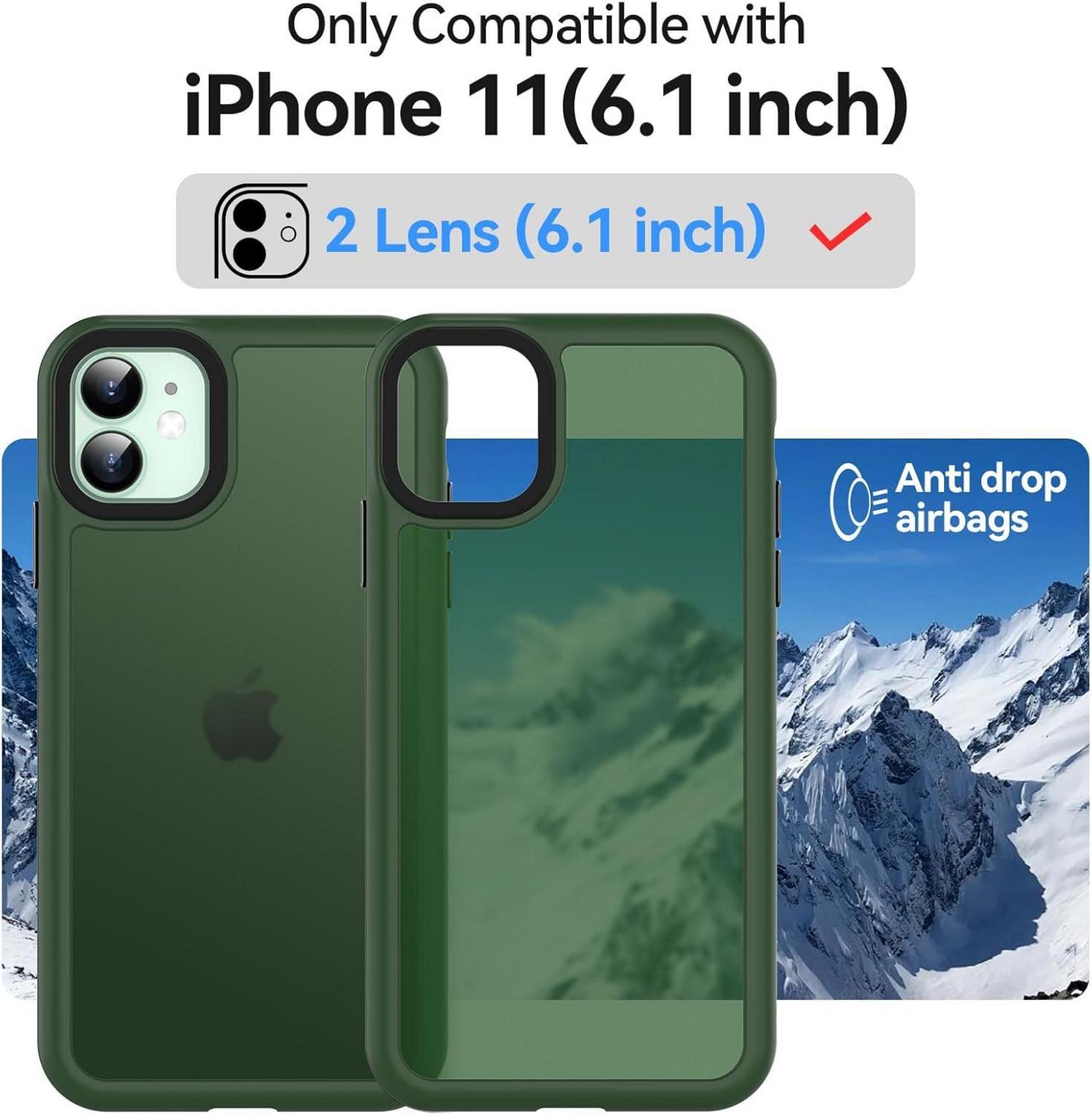 Mattierte Stoßfeste Handyhülle für iPhone 11 - Grün