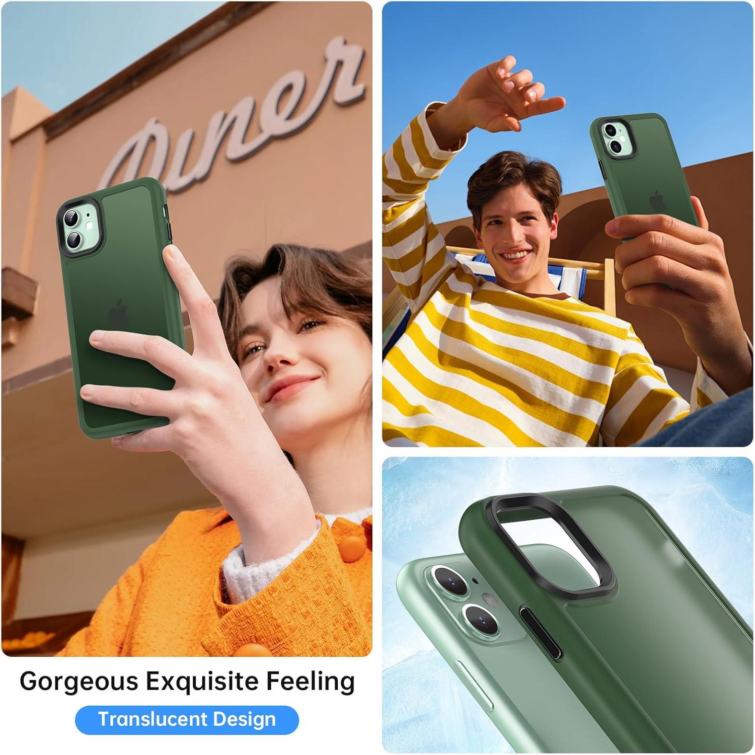 Handyhülle iPhone 11 Schutzhülle Matt Grün + Schutzfolie