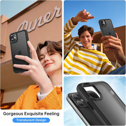 Stoßfeste Handyhülle mit Schutzfolie für iPhone 11, Matt, Schwarz