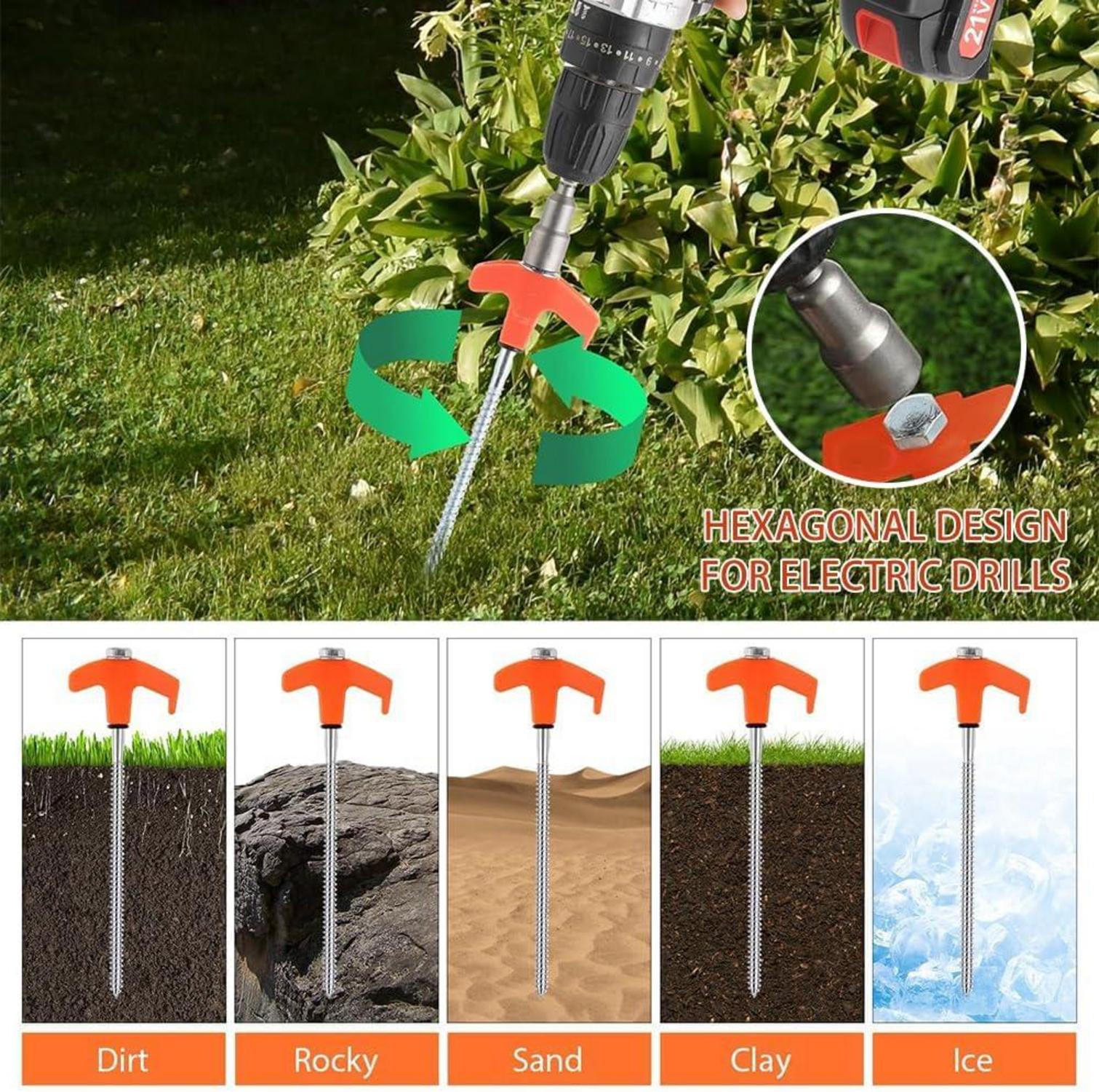 10er Set Zeltheringe mit Gewinde Erdnägel für Camping Outdoor Stark halten