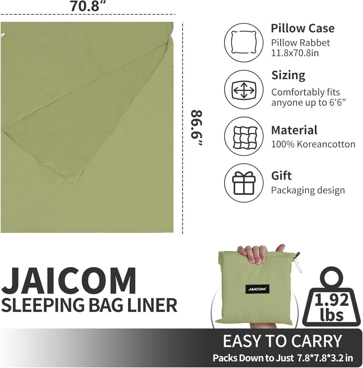 JAICOM Hüttenschlafsack 2in1 Mikrofaser Seideschlafsack mit