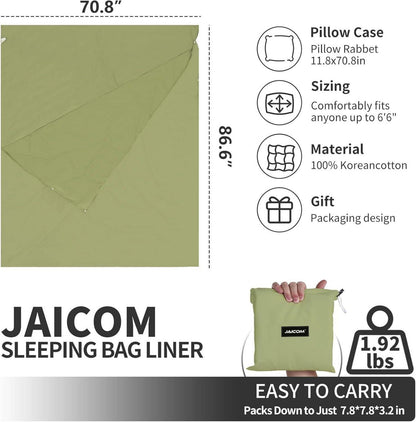 JAICOM Hüttenschlafsack 2in1 Mikrofaser Seideschlafsack mit