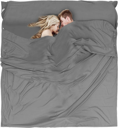 Hüttenschlafsack Mikrofaser 2in1 Ultraleicht 180x220 cm mit Kissenfach