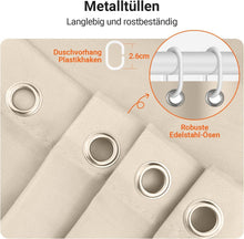 Duschvorhang 200x170cm Beige Antischimmel Wasserabweisend Polyester Stoff