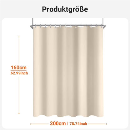 Duschvorhang 200x160 cm Beige Wasserabweisend Antischimmel