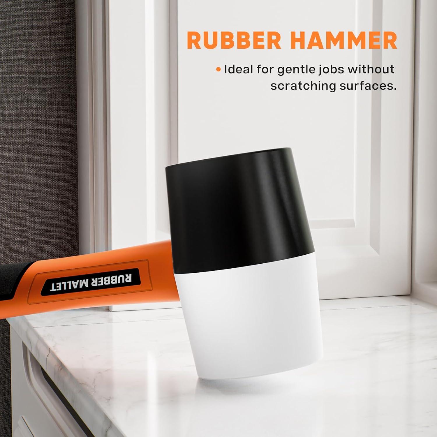 AojSup Gummihammer Schwarz Weiß 50mm Allround Groß Indoor Outdoor