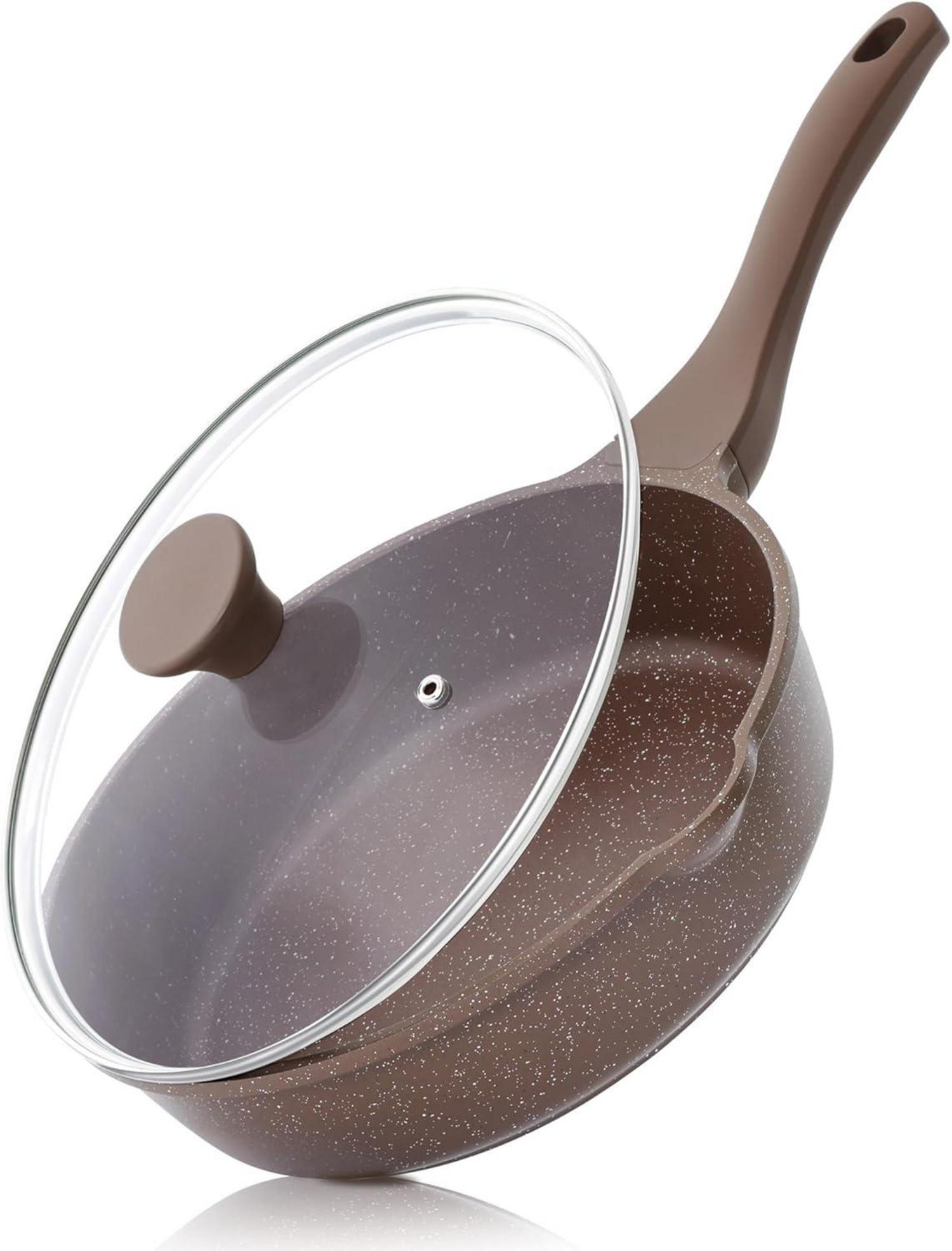 Antihaft Pfanne 28cm mit Deckel, Granitbeschichtung, Induktion
