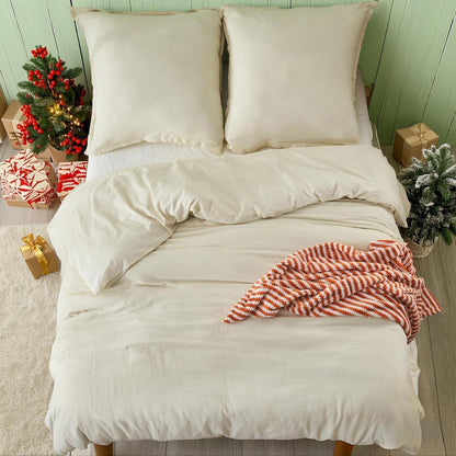 Musselin Bettwäsche Set 200x200 cm – Atmungsaktiv & Weich, Beige