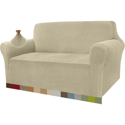 Elastischer Sofabezug 2-Sitzer Khaki – Modern & Schutz für Ihr Sofa