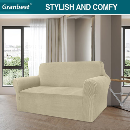 Elastischer Sofabezug 2-Sitzer Khaki – Modern & Schutz für Ihr Sofa