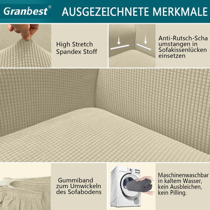 Elastischer Sofabezug 2-Sitzer Khaki – Modern & Schutz für Ihr Sofa