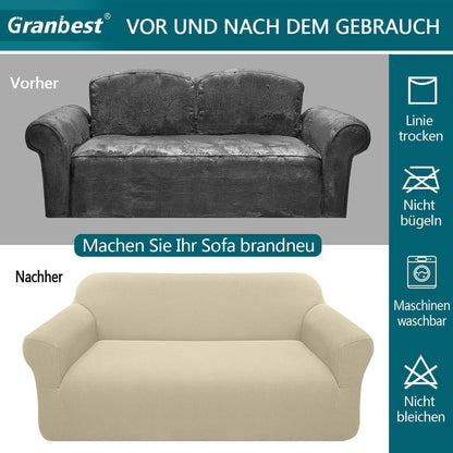 Elastischer Sofabezug 2-Sitzer Khaki – Modern & Schutz für Ihr Sofa