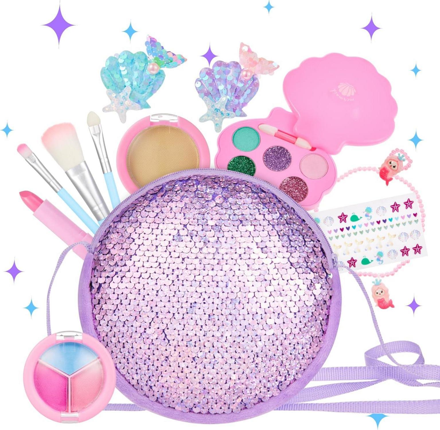 Kinderschminke Set mit glitzernder Umhängetasche & Zubehör