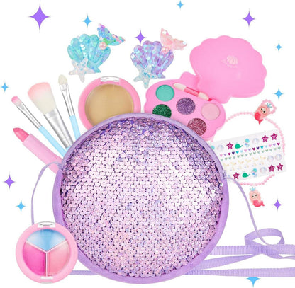 Kinderschminke Set mit glitzernder Umhängetasche & Zubehör