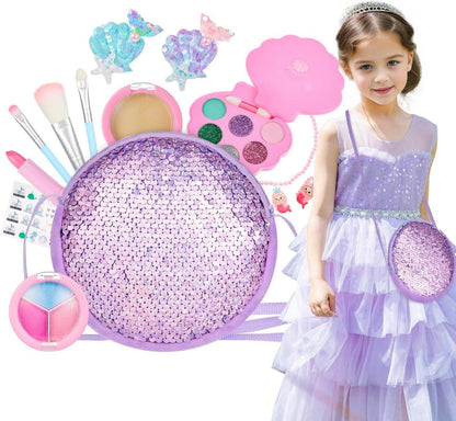 Anpro Kinderschminke Set für Mädchen - Glitzerndes Make-up mit Tasche, Spielzeug-Geschenk für Kinder