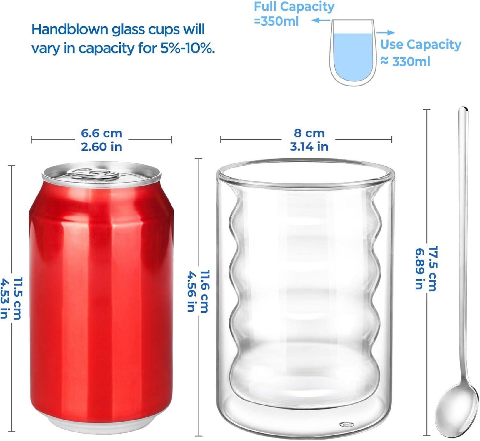 ecooe 350ml Doppelwandige Kaffeegläser 6er Set für