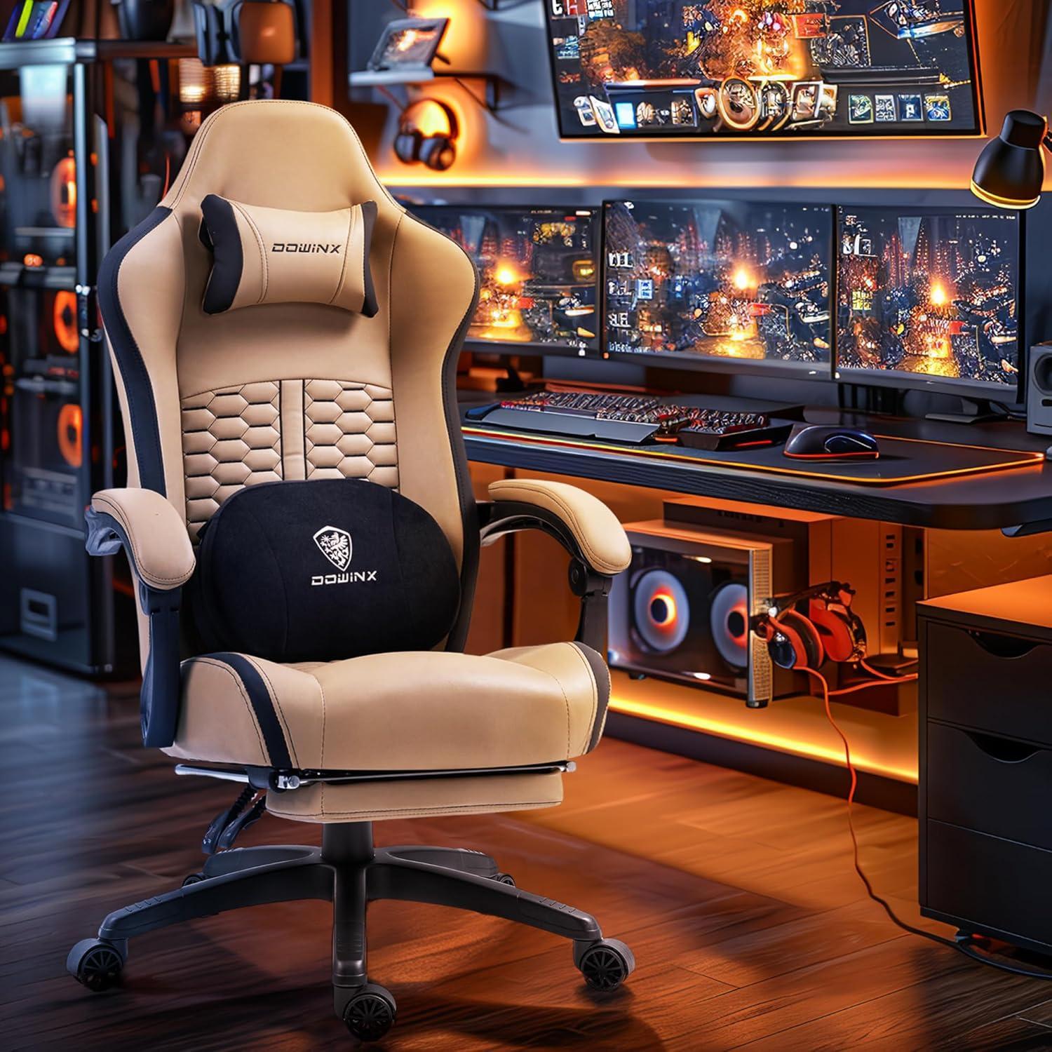Dowinx Gaming Stuhl mit Massage Lendenwirbelstütze und