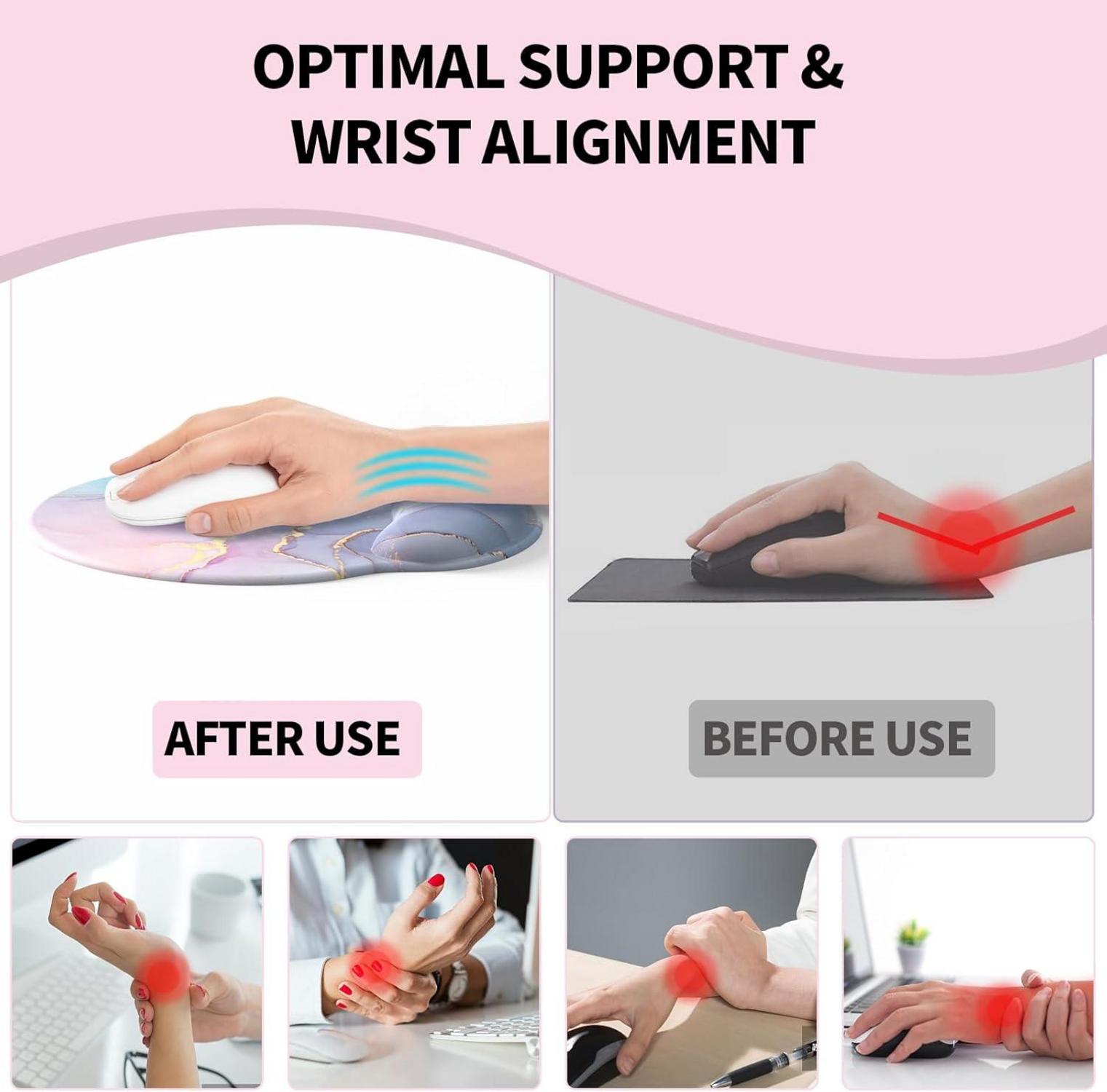 Ergonomisches Mauspad mit Gelkissen und Handauflage, Rutschfeste Unterseite