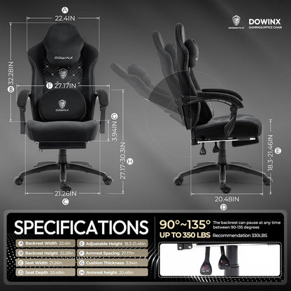 Dowinx Gaming Stuhl mit beheizter Massage Lendenwirbelstütze