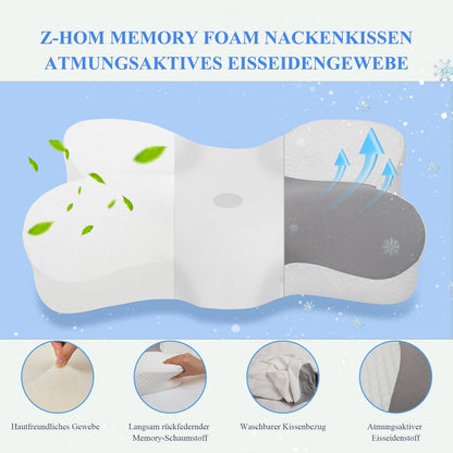 Memory Foam Nackenkissen Orthopädisches Kopfkissen 36x60x8/13 cm