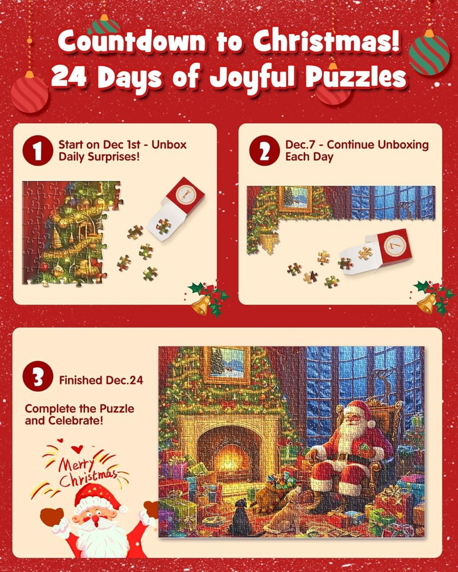 Adventskalender Weihnachtsszene Puzzles 1008 Teile für