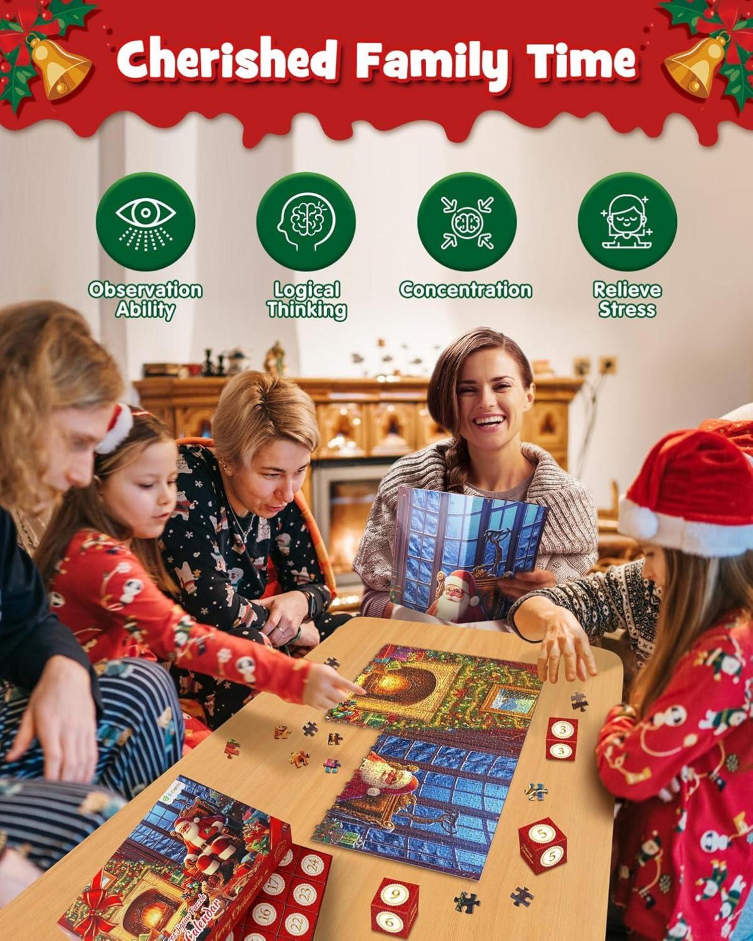 Adventskalender Weihnachtsszene Puzzles 24 Tage Weihnachts-Countdown 1008 Teile