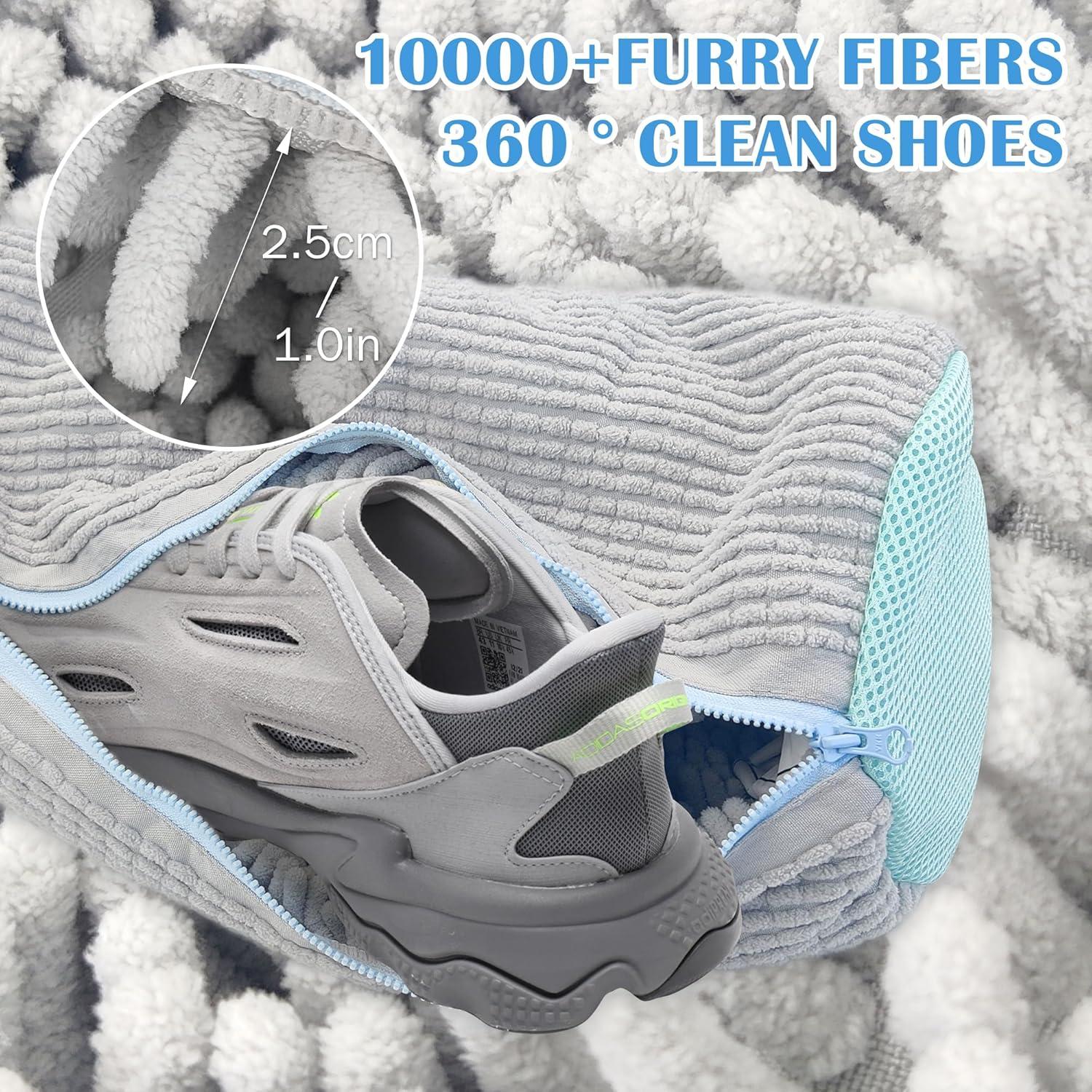 Schuhbeutel für Waschmaschine mit 360° Reinigungsflaum und Reißverschluss