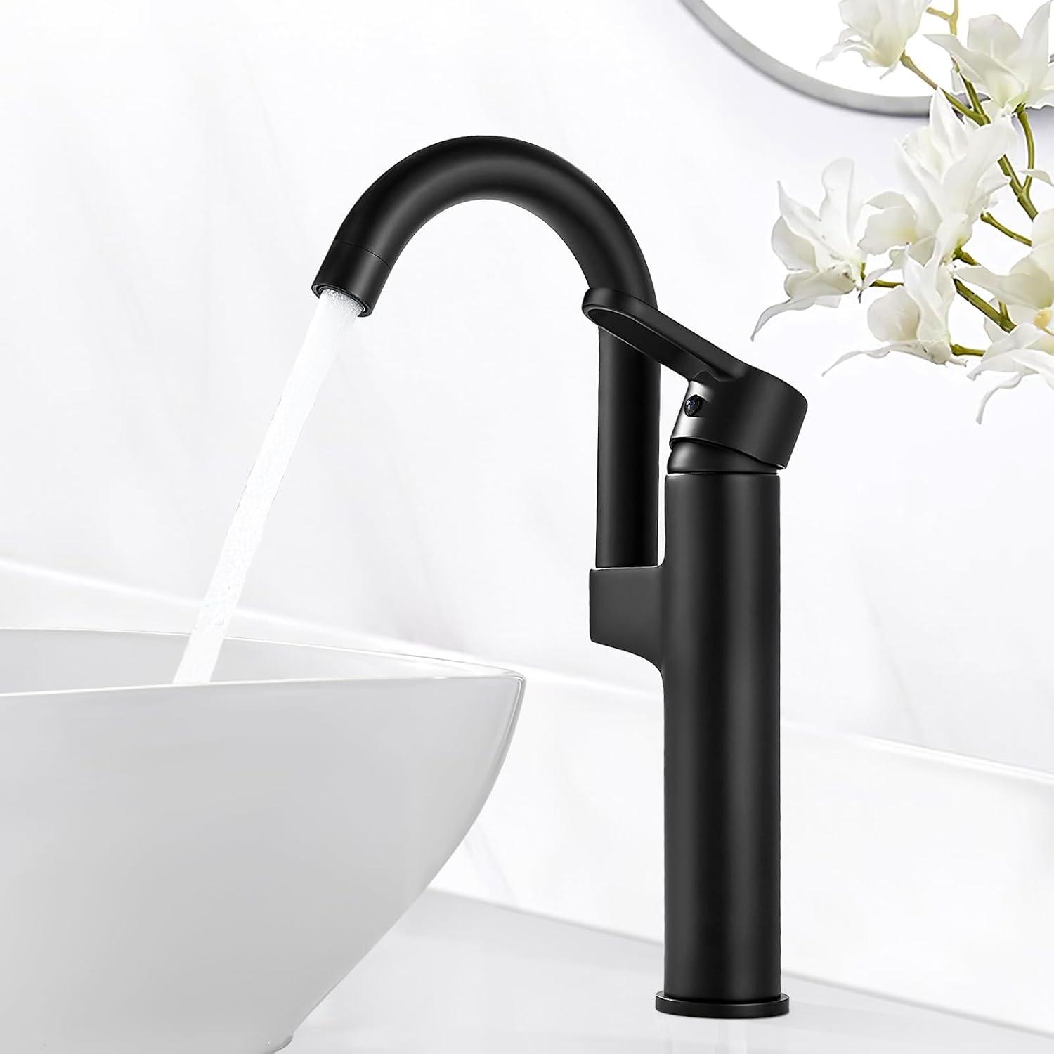 Moderne Mattschwarze Waschtischarmatur 360° Schwenkbar