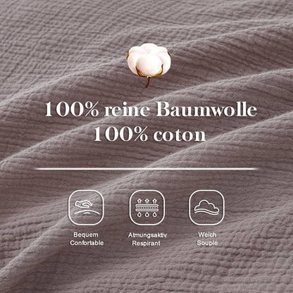 Musselin Bettwäsche Set 220x240 cm, Kaffee Grau