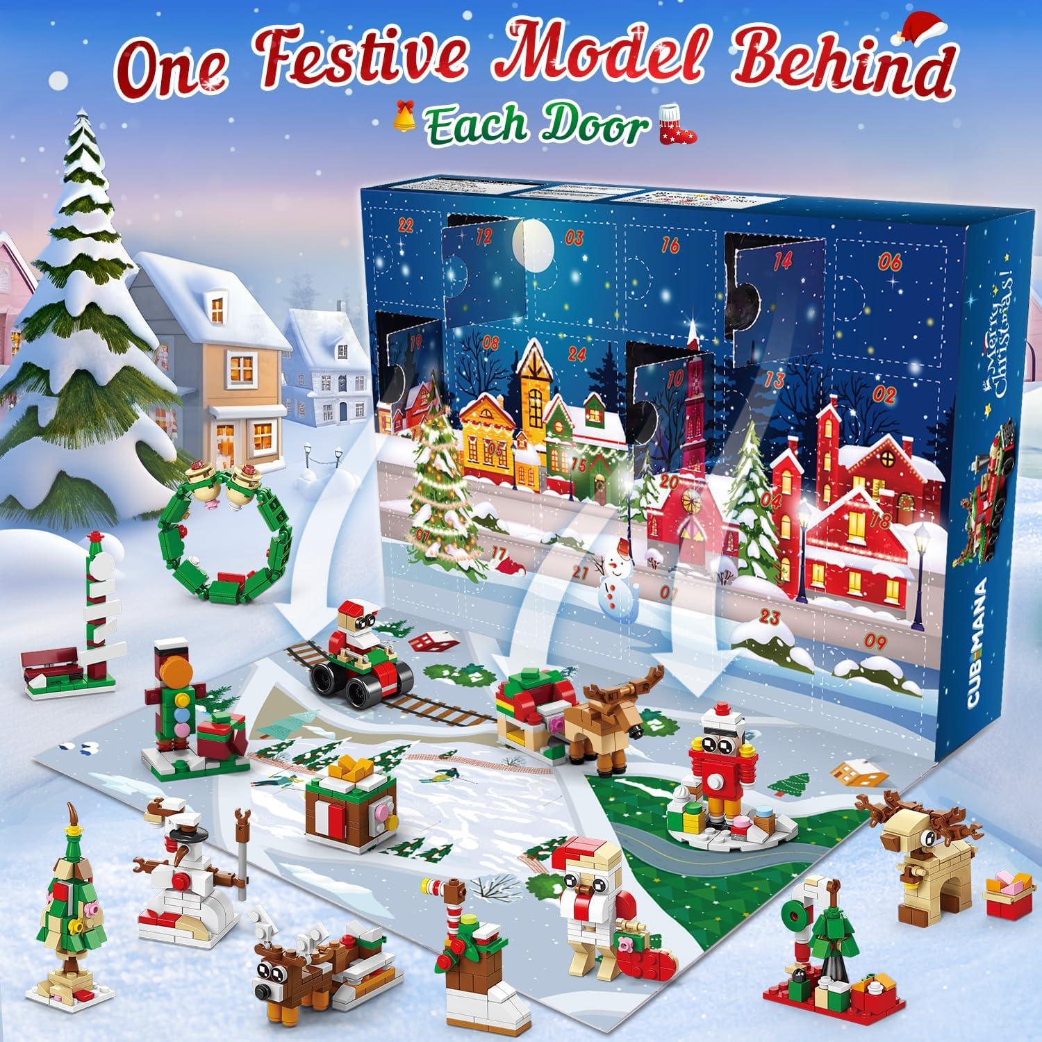 Adventskalender 2024 Kinder Weihnachts Bausatz Spielset Eisenbahn Bausteine