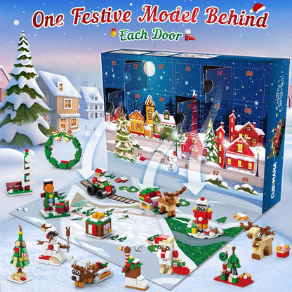 Adventskalender 2024 Kinder Weihnachts Bausatz Spielset Eisenbahn Bausteine