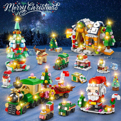 Weihnachtsbausätze mit LED-Licht für Kinder 24er-Pack 1122-teilig