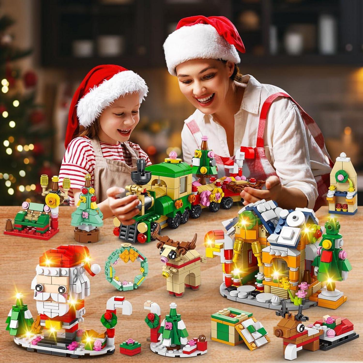 Weihnachtsbausätze LED-Licht Kinder Weihnachtsmann Zug 1122-teilig