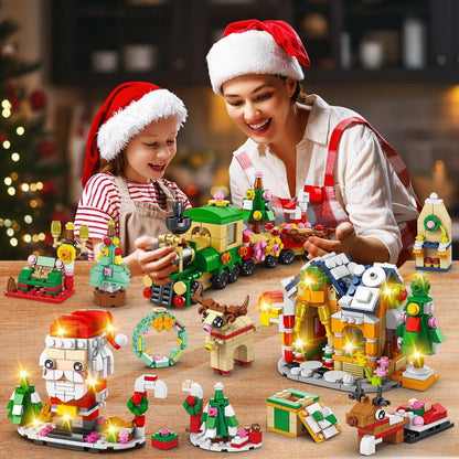 Weihnachtsbausätze LED-Licht Kinder Weihnachtsmann Zug 1122-teilig