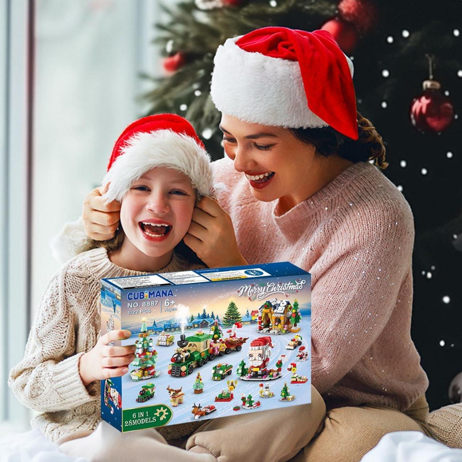 Weihnachtsbausätze mit LED-Licht für Kinder 24er-Pack 1122-teilig