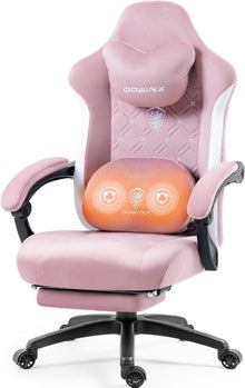 Gaming Stuhl mit Massage und Fußstütze, Rosa