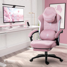 Dowinx Gaming Stuhl Stoff Massage Lendenstütze Fußstütze
