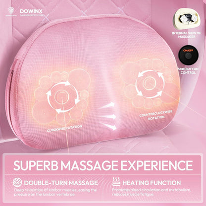 Dowinx Gaming Stuhl Stoff mit Heiz-Massage Lendenstütze und Fußstütze