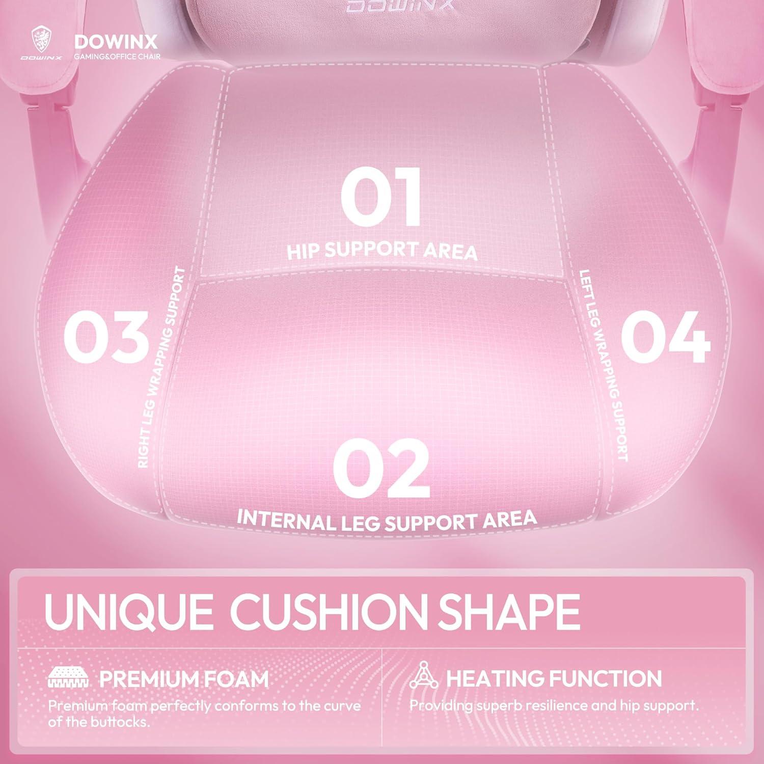 Gaming Stuhl Stoff Massage Lendenstütze Fußstütze 150 kg - Rosa