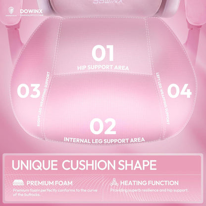 Gaming Stuhl Stoff Massage Lendenstütze Fußstütze 150 kg - Rosa