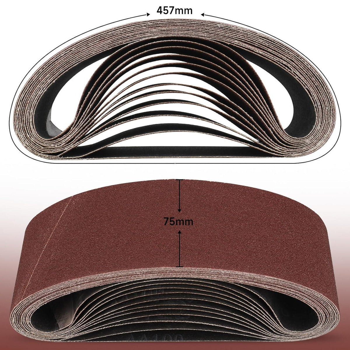 Schleifbänder 75x457 mm Körnung 400, 12 Stück