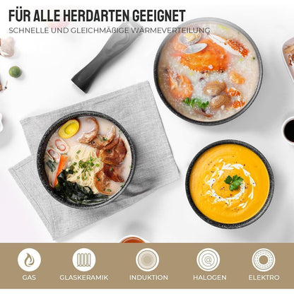 7-Tlg. Induktions Kochtopf Set mit abnehmbarem Griff