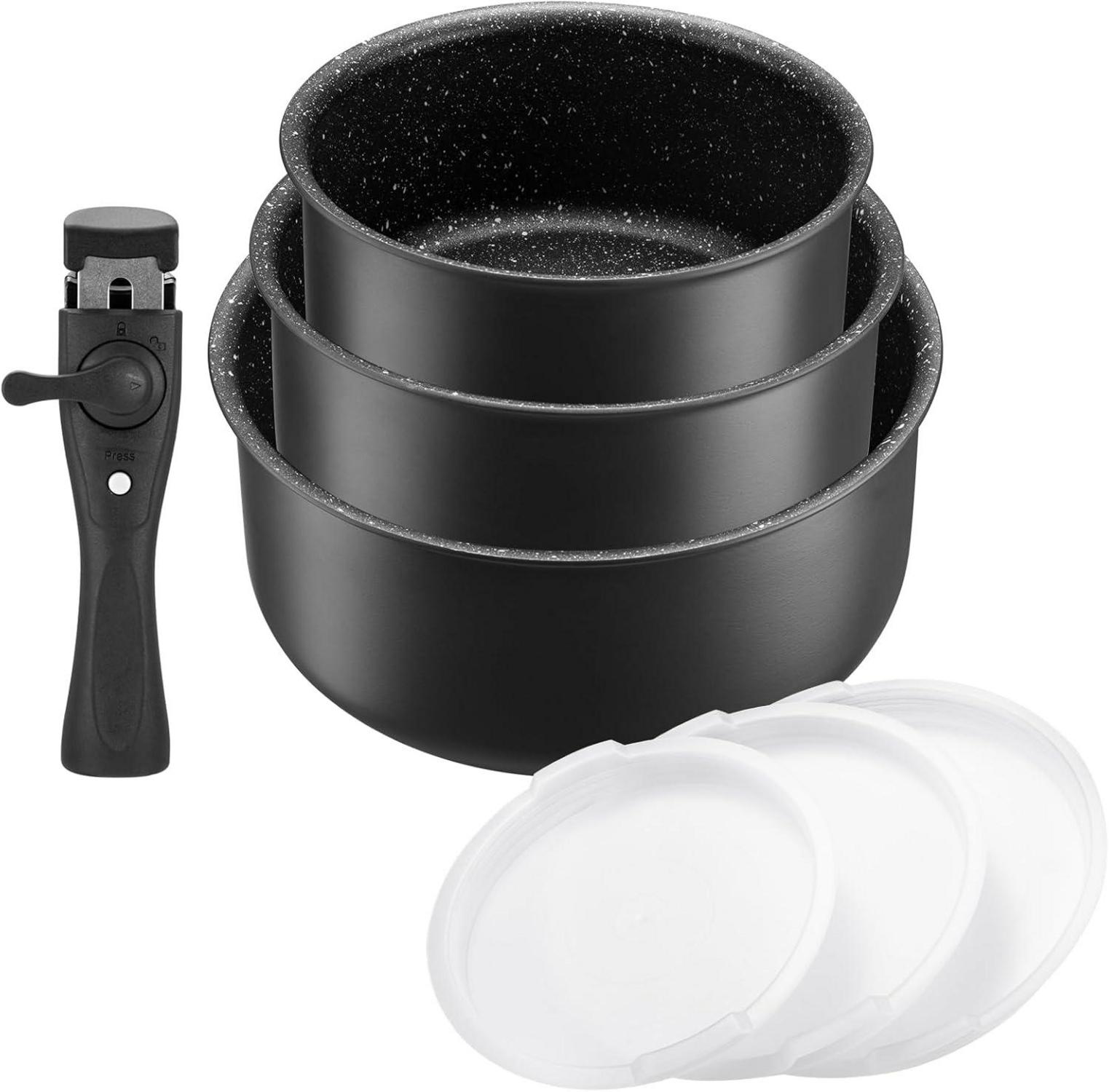 7tlg. Induktions Kochtopf Set mit abnehmbarem Griff, alle