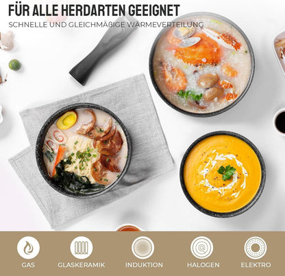 Fadware Induktions Kochtopf Set 16cm 18cm 20cm Antihaft beschichtet 7-Tlg