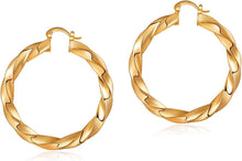 Moderne Klobige 18K Gold Creolen Damen Ohrringe Zirkonia