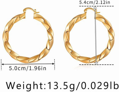 18 Karat Goldene Klobige Creolen Ohrringe für Damen